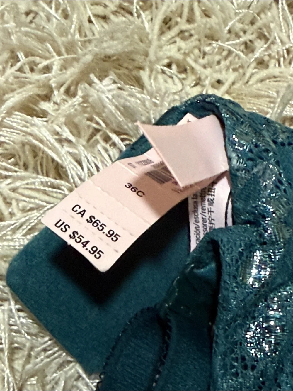 Victorias Secret Push Up Teal Lace Underwire Bra - Women Intimates 36C NWT